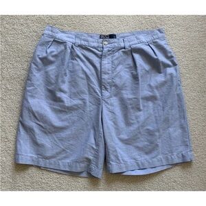 Polo Ralph Lauren Tyler Short Mens 38 Cotton Pleated Blue Chambray Chino Preppy